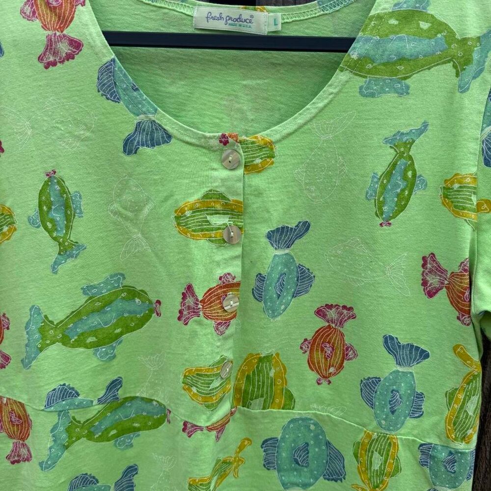 Summer Fish T-Shirt Dress Size Large Kidcore - Picture 2 of 5